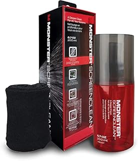 Monster 6.7 oz. Spray Screen Cleaner Kit with Microfiber Cloth for Electronic Devices – Ideal for LED, LCD, OLED, Smart TV, Computer Monitors, Laptops, iPad, and iPhone Screens