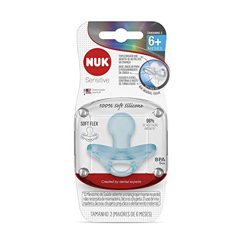 Chupeta Sensitive Soft 100% Silicone Boy S2 - NUK, Azul, Tam 2 (6-18 Meses)