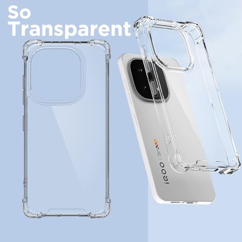 Image of Amazon Basics Back Cover for iQOO 15 5G PC + TPU Clear Transparent Raised Edges Shockproof Protective Phone Bumper Case (Transparent)