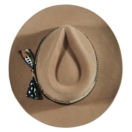 Vintage Mens Fedora Firm Wool Women Felt Panama Hat Classic Rancher Hats Wide Brim