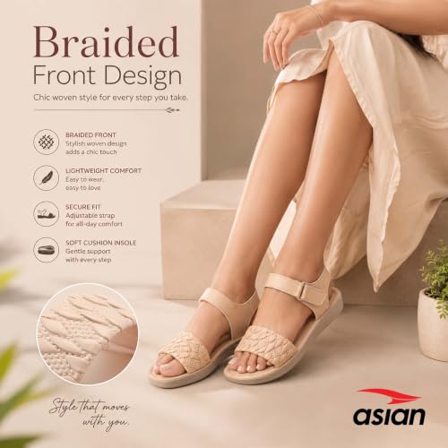 Image of ASIAN CSL-02 Women's Stylish Lightweight Sandals | Soft Cushioned Comfort, Velcro Fit, Fashionable Design for Office, Casual Outings & Daily Use