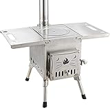 Estufa De Leña para Exteriores Mini Estufa Portátil para Acampar con Tubo De Chimenea Hierro Fundido Plegable/Acero Inoxidable 304, Ideal para Uso Individual O Grupal