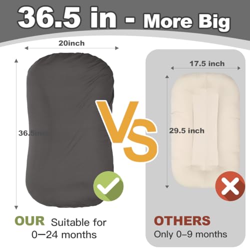 Image of Infant Support Cushion -Baby Support Cushion for Newborn, Oversized for 0-24 Months (36.5*20 inchs), Tummy Time Mat for Home and Travel, Soft Cotton, Supervised Use, Baby Essentials Gift -includ cover