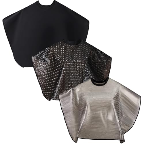 JenPen 3 Pcs Shampoo Cape Hair Color Cape for Salons Clients Makeup Hair Dye, 3 Colors(Black,Gray,Translucent,Mixed)