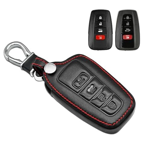 MECHCOS Compatible with Toyota Camry Highlander RAV4 Corolla 4Runner Mirai C-HR Prius Avalon 86 Leather Key Fob Cover Case Protector Shell Key Chain Holder Cover