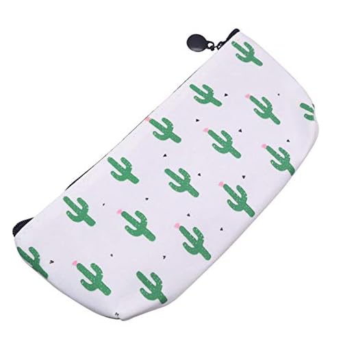 1 pieza Cactus pequeño, fresco y simple, lindo bolso para lápices, estuche creativo de lona para bolígrafos, papelería para niñas, material escolar, oficina para estudiantes, 1 pieza, muchos cactus