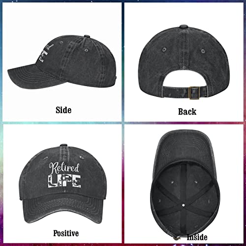 Mortgats Retirement Gifts For Men,Retired Life Baseball Cap Trucker Dad Hat For Men Adjustable Denim Hats Vintage Washed Cotton Classic Caps Gifts Black thumb #3