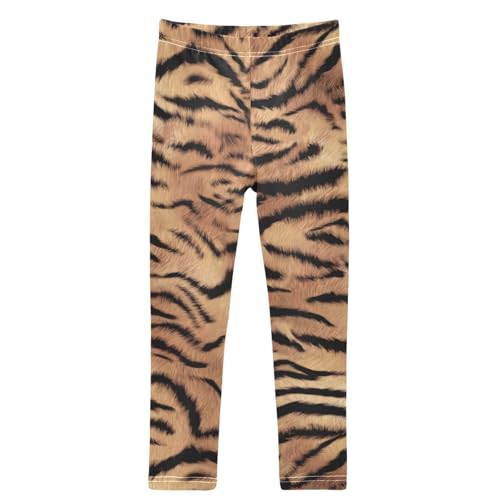 Girls' Leggings Tiger Stripe Feather Ankle Length Printed Leggings Comfort Pants for Kids 4-10 Years