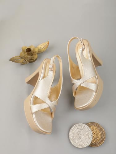 Image of ELLE Women Classic Platform Heel Sandal with Buckle details