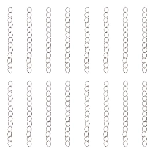 Craftdady 90Pcs Silver Twist Extender Chains 1.77-1.97 Inch Removable Chain Extension Tails for Necklace Bracelet Anklet
