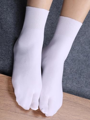Image of 3 Pair Women Japan Tabi Socks, Split 2 Toe Sandals Thin Breathable Crew Ankle Socks for Athletic Summer Run Spring