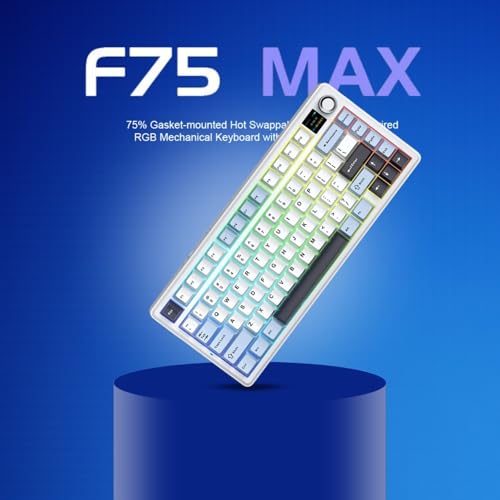 Image of Aula F75 MAX Tri-Mode Wireless Gaming Keyboard, TFT Screen, Knob, Hot Swappable, 2.4GHz /Type-C /BT5.0, Gasket Creamy for PC /Mac /Office /Gaming || F75Max