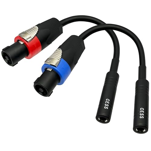CNCESS Speakon Male Plug to 1/4 TS Female Jack Adapter, 2-Pack
