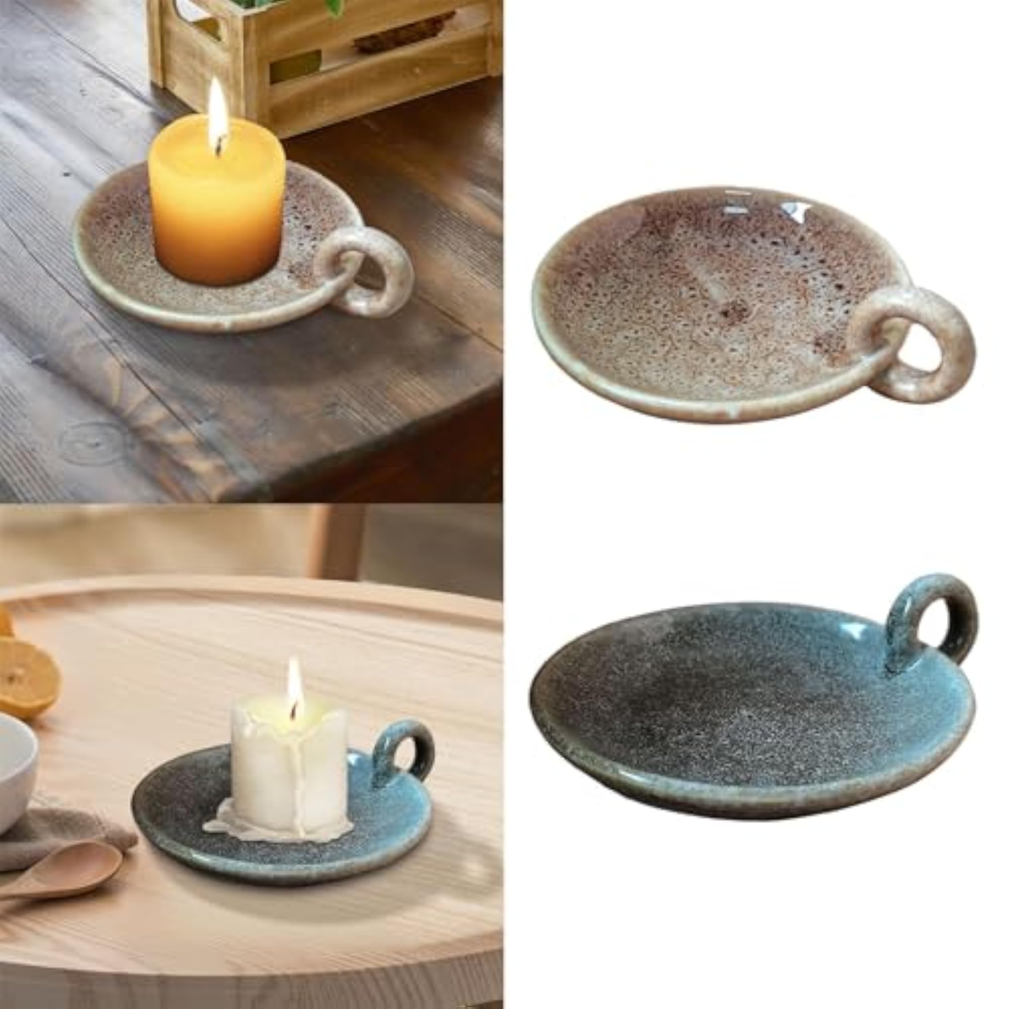Ceramic Candle Plate Ornament for Fireplace Dining Room