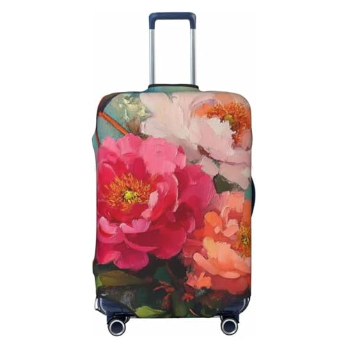 Vibrant Flower Peony Luggage Cover Protector Suit Case Cover Elastic Washable Anti-Scratch For 18-32 Inch Luggage X-Large