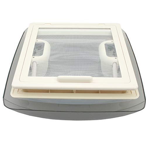 pro-Styling MPK Vision Vent S eco getönte Klarglas Dachluke Dachfenster Dachhaube 28 x 28 mit Rollo + Netz (Schwarz, Aerodynamisch, Kunststoff, Schraubmontage, Auto, Van, Geländewagen)