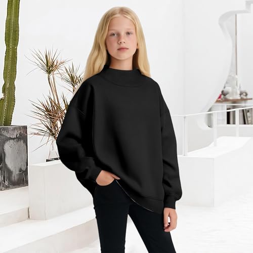 Mock Neck Sweatshirt for Girls Oversized Turtleneck Sweater Long Sleeve Cute Fleece Pullover Tops Fall Trendy Hoodies4