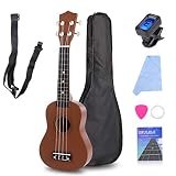 JIAN YA NA Principiante Ukelele 21 pulgadas Hawaiian Uke Mini Guitarra Starter Kit con funda, cuerdas, afinador, selección
