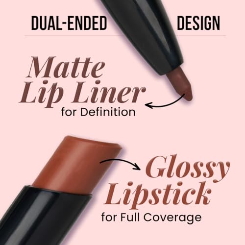 Image of Staze Twin Flame 2-in-1 Lipstick + Lip Liner Duo | High-shine Long Lasting Glossy Lipstick | Smooth Transfer-proof Matte Lip Liner | Perfectly Complementing Lip Combo | 06 Love Language | 2g