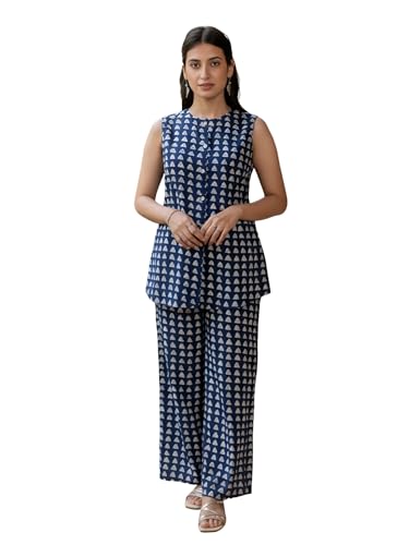 Image of Leriya Fashion Women's Rayon Kurta Sets| Co ord Set for Women Stylish | Sleeveless Printed Kurtis | Dress | Comfortable Outfit for Office Look | Daily Summer Travel & Festive Dress