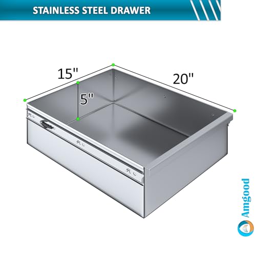Image of AmGood Stainless Steel Table with Drawer | Commercial & Residential Kitchen Laundry Garage Utility Bench | NSF Metal Prep Table (Stainless Steel Table + Drawer, 84 inch Long x 24 inch Deep)