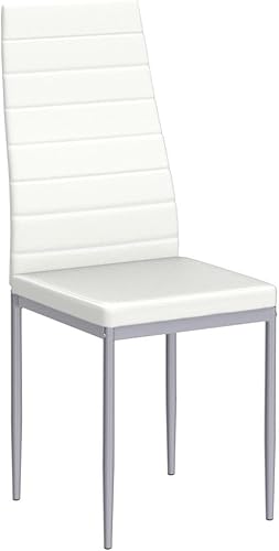 Miniatura 5 de KOTEK Juego de 4 sillas de comedor de piel sintética, sillas laterales tapizadas con respaldo alto ergonómico y marco de acero, sillas laterales de