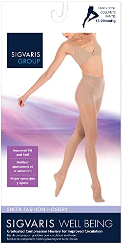 Sigvaris Women's Sheer Fashion Pantyhose - 15-20mmHg Weight Compression - Sheer Spandex Non-Slip Hosiery for Comfortable Everyday Wear - Golden2