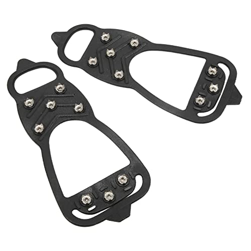 Leapiture Ice Traction Cleats Winter Shoe Grippers 8 Teeth Ice Snow Cleats Portable Lightweight Soft Texture for Walking On Snow and Ice (L)
