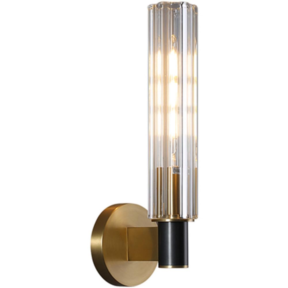 HUAYUSEDF Nordic Crystal Wall Sconce Modern Bedroom Brushed Brass Light Fixture Mid Century Bathroom Vanity Lighting Aisle Gold Mounted Lamp for Living Room Stairs Entrance Porch