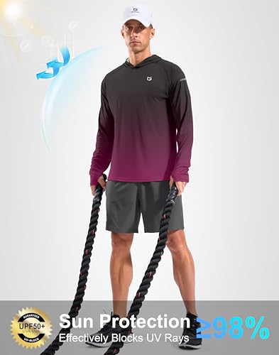 Image of Men's Sun Protection Hoodie Shirts Long Sleeve UPF 50+ Swim Shirts for Men Rash Guard Fishing Shirt Quick Dry