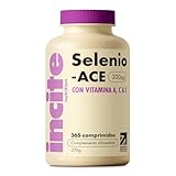 Incite Nutrition Tabletas de Selenio 200 µg. Suministro de 12 Meses de Minerales Esenciales. Suplemento con Vitaminas A, C y E para el Apoyo a la Tiroides y el Estrés Oxidativo. Apto para Veganos