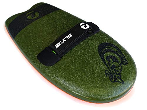 As Seen On Shark Tank! The Slyde Grom Soft Top Body Surfing Handboard, Easy to Use, Fun to Master, Safe for All Ages, Portable, Light Weight, Durable with Exceptional Buoyancy - Army Green/Pilsner