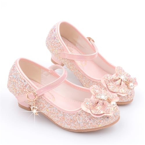 Girls Dress Shoes Mary Jane Sparkly Ballet Flats for Kids Butterfly Princess Shoes for Dress-Up Party 55553