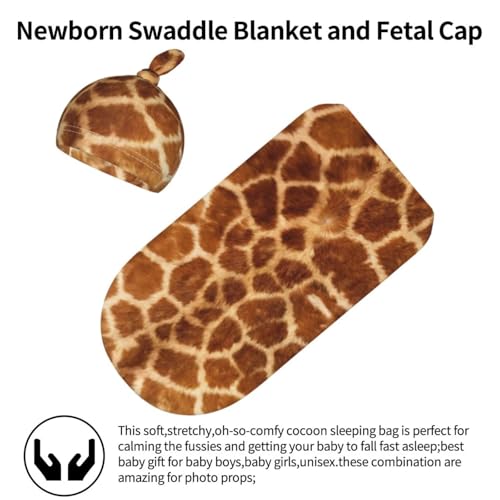 Image of Personality 3D Print Giraffe Newborn Swaddling Blanket Beanie Hat Funny Blanket Sleeping Bag New Born Sleep Sacks for Boys Girls