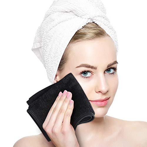 Sinland Microfiber Face Cloths Reusable Makeup Remover Cloth Ultra Soft Washcloths for Women and Baby 12Inch x 12Inch Black 6 Pack