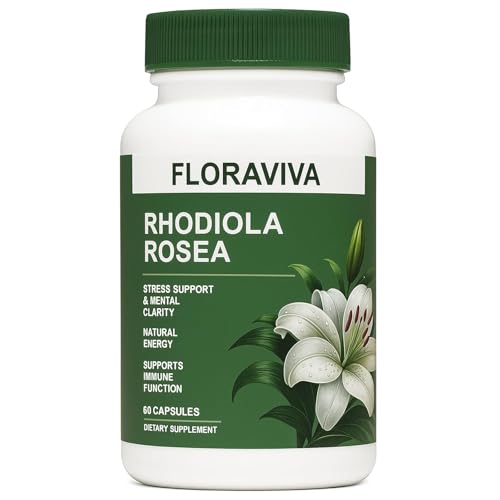 Floraviva Rhodiola Rosea Capsules 500mg - Natural Adaptogen Supplement for Stress Support, Mental