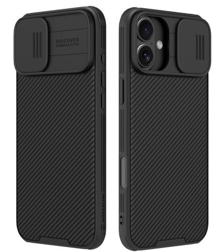 Image of Mangix for iPhone 16 Case with Camera Cover,Slim Fit Thin Polycarbonate Protective Shockproof Cover with Slide Camera Cover, Upgraded Case for Phone 16 Black