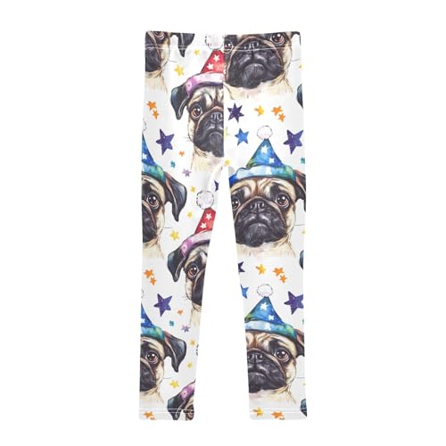 Pug in A Cap Girls Leggings,Workout Leggings for Girls Toddler Athletic Legging Size for 3-10T2