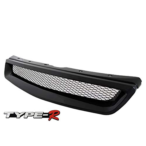 Compatible/Replacement For 1999-2000 Honda Civic Front Bumper Grille Grill Black Type-R Style with Emblem