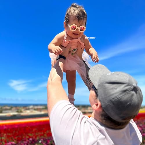 COASION 3 Pack Bendable Polarized Sunglasses with Strap for Newborn Baby Girls Boys 0-12 Months, Flower Design3