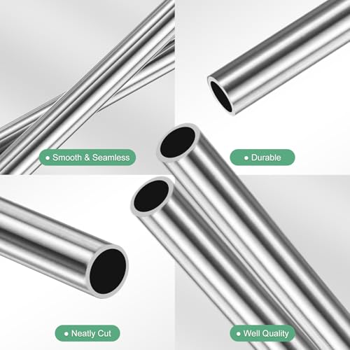 M METERXITY 2er-Pack 250mm 304 Edelstahlrohr, 6mm Außendurchmesser 0,6mm Wandstärke Nahtloses Edelstahlrohr für Bau/Maschinenbau/DIY-Basteln, Metallgerades Rohr [0,24x0,02x10IN]