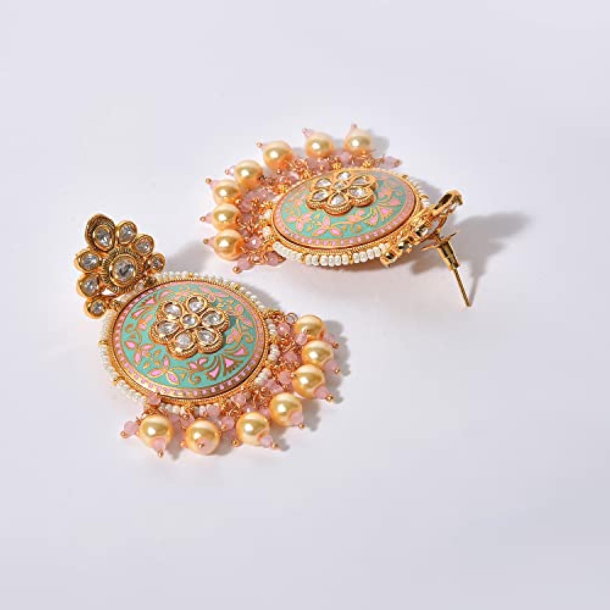 Beaded Meenakari Gold Plated Necklace Set, Elegant Design
