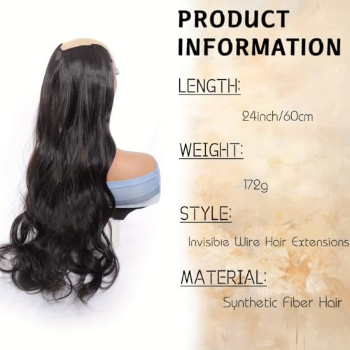 Image of Set of 1, Synthetic 24 inch 5ClipsBased Curly Wavy Hair Extension for Women (Natural Brown)