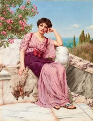 Tableau Étude d'une tête de jeune fille de J.W. Godward, impression sur toile 60x90cm pour mur