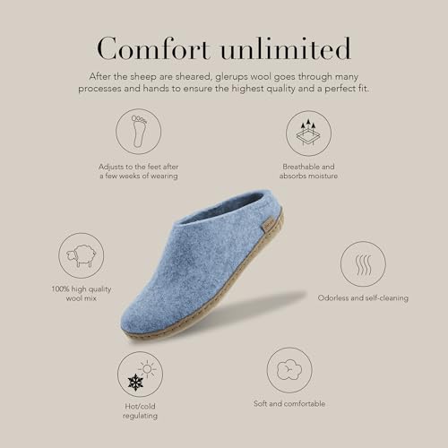 Image of Glerups 100% quality wool mix Slipper with leather sole - Unisex Slip-on