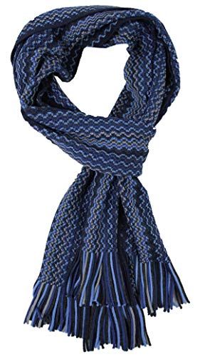 Écharpe en laine Rotfuchs pour homme et femme au motif zigzag bleu élégant
