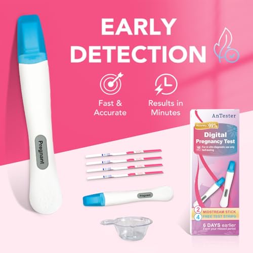 Image of 2X Early Digital Pregnancy Test Kit + 4X hcg Test Strips 10mIU /mL,at-Home Pregnancy Test Kit for Women with Easy-to-Read Results