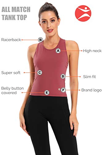 Evobak Workout Tops for Women - Yoga Shirts Racerback Crop Tops Athletic Exercise Gym Running Training Tanks Active Wear
