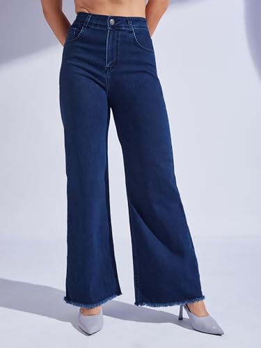 Image of Miss Chase Women's Wide-Leg High-Rise Regular-Length Stretchable Shaping Denim Jeans