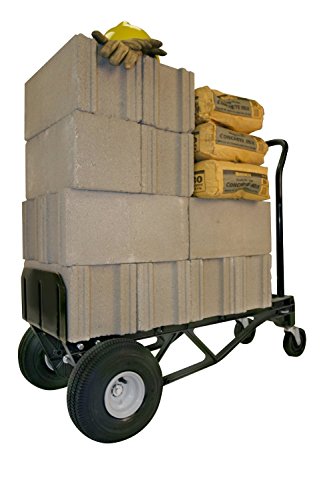 Harper Trucks 700 lb Capacity Glass Filled Nylon Convertible Hand Truck and Dolly with 10" Pneumatic Wheels , Black with yellow handle - PGDYK1635PKD